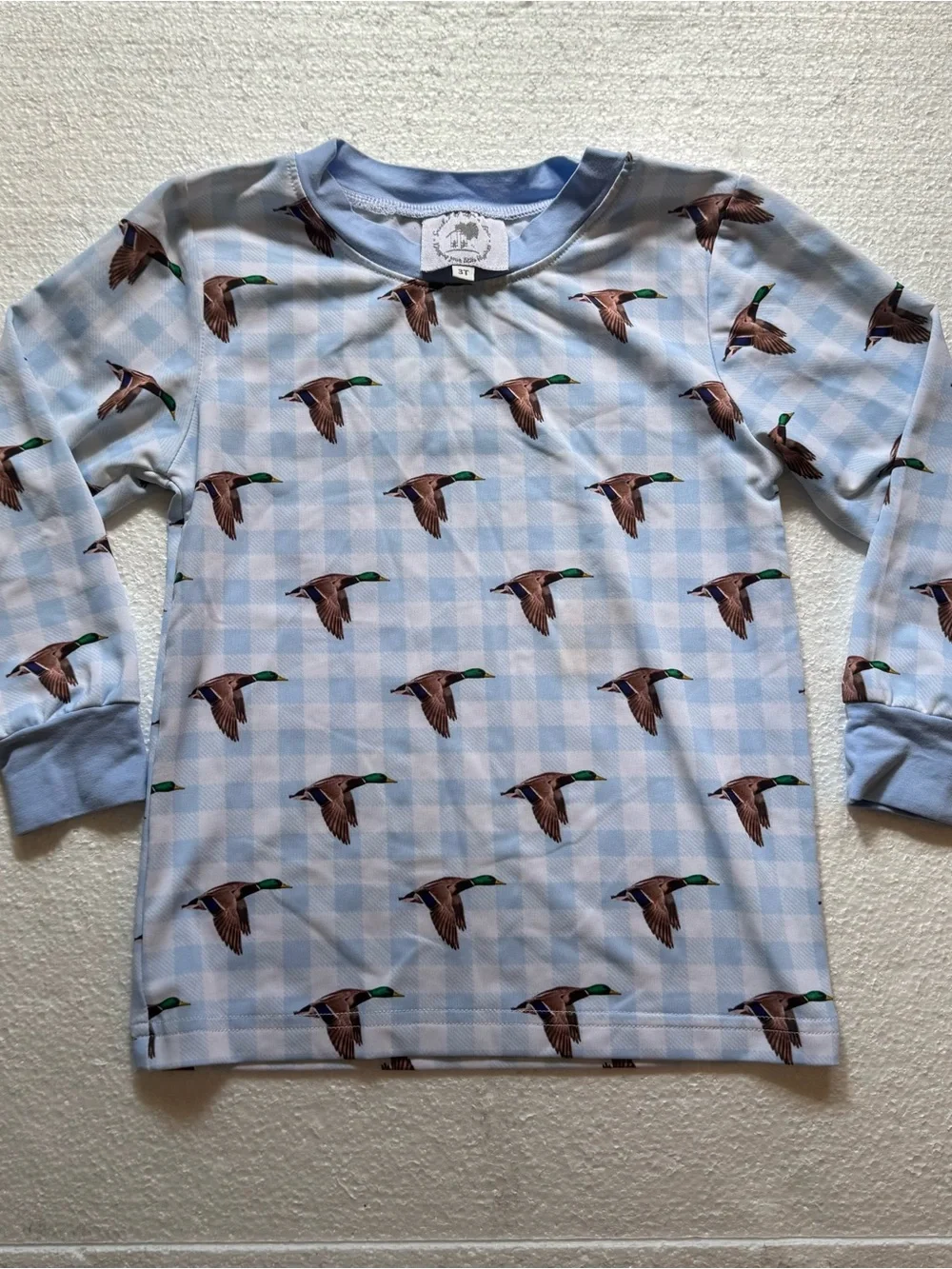Boutique Gingham Mallard Pajama Set Boys 3T